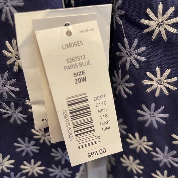 JUDITH HART Limoges Blue Cotton Blazer Jacket Embroidered Womens 20W Career‎ NEW - Picture 3 of 7